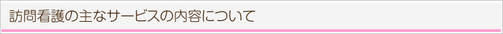 訪問看護の主なサービス内容について